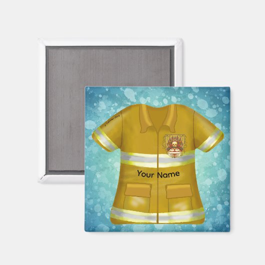 Flames Shield Firefighter Magnet (Vorderseite/Rückseite)