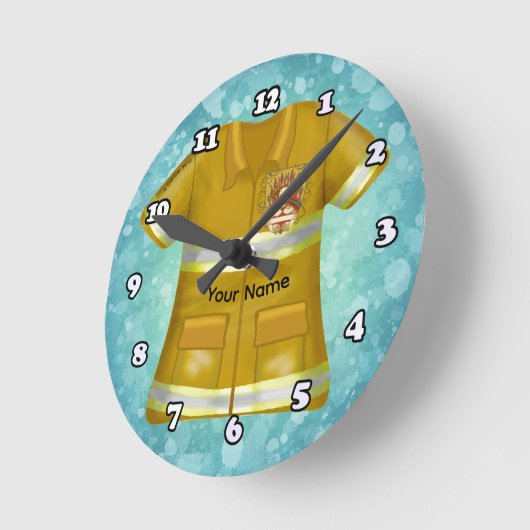 Flames Shield Firefighter Runde Wanduhr (Winkel)