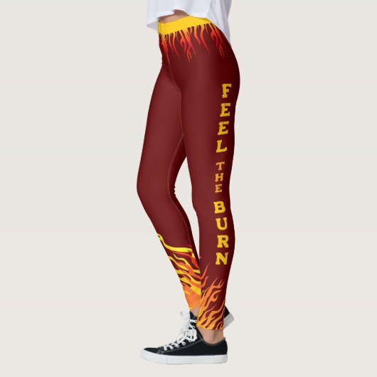 Flames with Your Name in CAPITALS on DARK RED Leggings (Links)