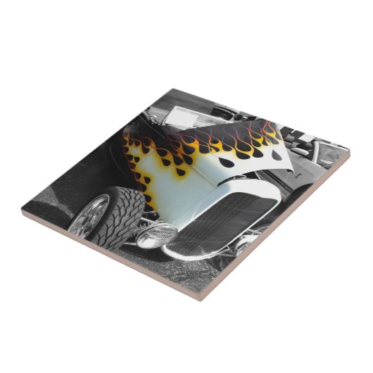 Flamin-Frisierte Auto Fliese (Seite)