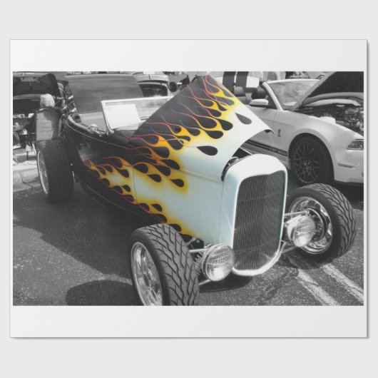 Flamin-Frisierte Auto Geschenkpapier (Flach)