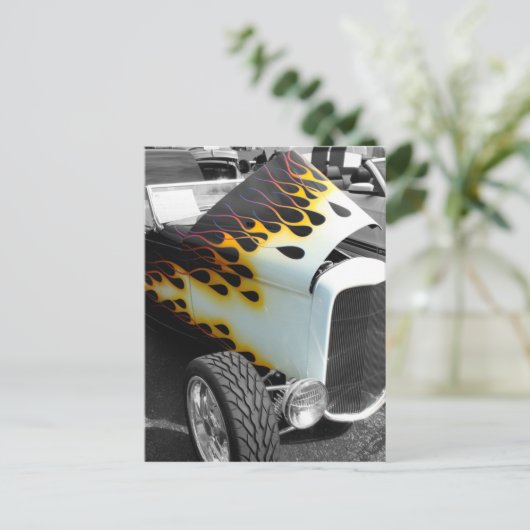 Flamin-Frisierte Auto Postkarte (Stehend Vorderseite)