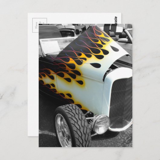 Flamin-Frisierte Auto Postkarte (Vorne/Hinten)