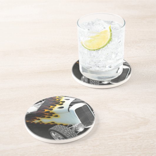 Flamin-Frisierte Auto Sandstein Untersetzer (Seite)