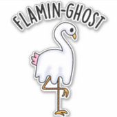 Flamin-ghost Funny Flamingo Ghost Pun Aufkleber (Vorderseite)