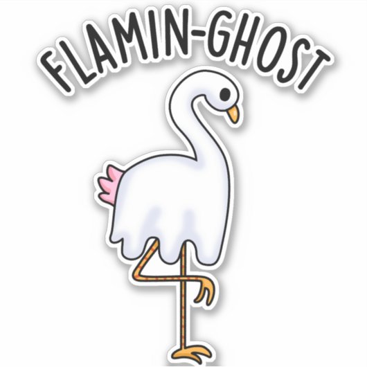 Flamin-ghost Funny Flamingo Ghost Pun Aufkleber (Vorderseite)