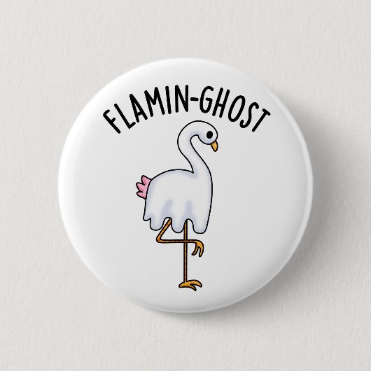 Flamin-ghost Funny Flamingo Ghost Pun Button (Vorderseite)