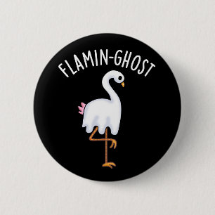 Flamin-ghost Funny Flamingo Ghost Pun Dark BG Button