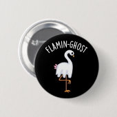 Flamin-ghost Funny Flamingo Ghost Pun Dark BG Button (Vorne & Hinten)