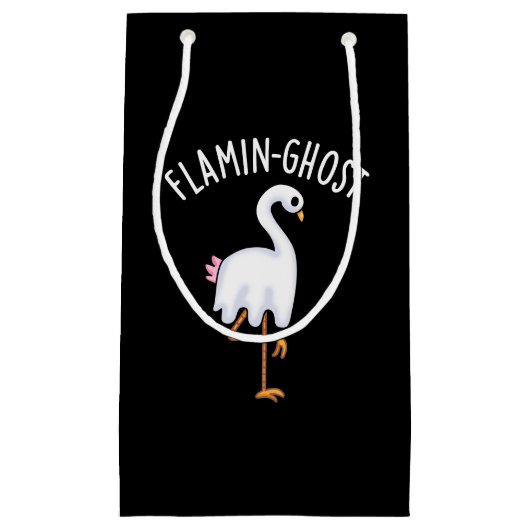 Flamin-ghost Funny Flamingo Ghost Pun Dark BG Kleine Geschenktüte (Vorderseite)