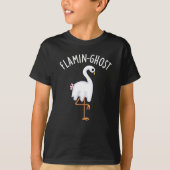 Flamin-ghost Funny Flamingo Ghost Pun Dark BG T-Shirt (Vorderseite)