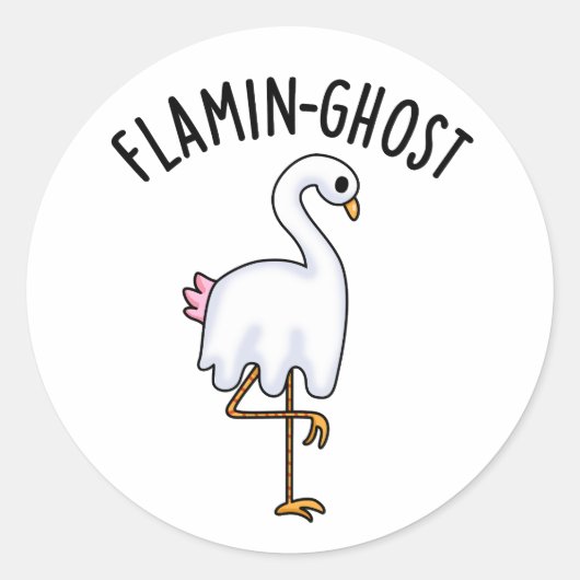 Flamin-ghost Funny Flamingo Ghost Pun Runder Aufkleber (Vorderseite)