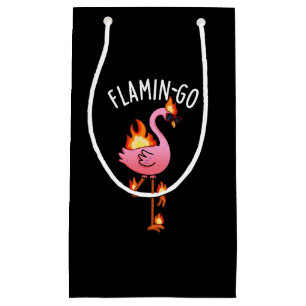 Flamin-go Funny Flamingo Pun Dark BG Kleine Geschenktüte