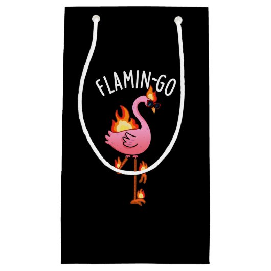 Flamin-go Funny Flamingo Pun Dark BG Kleine Geschenktüte (Vorderseite)