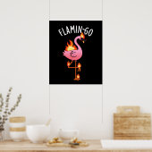 Flamin-go Funny Flamingo Pun Dark BG Poster (Küche)