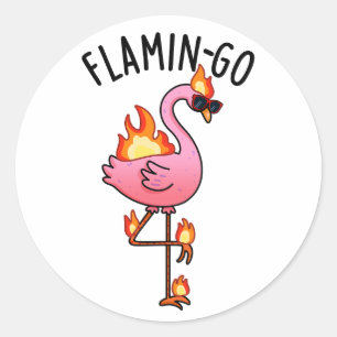 Flamin-go Funny Flamingo Pun Runder Aufkleber