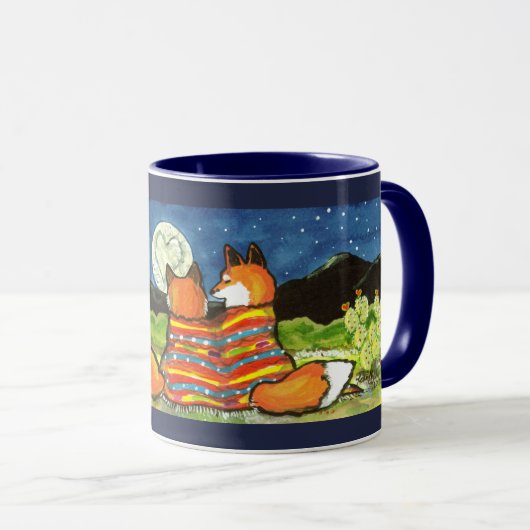 "Flamin' Liebe" Red Foxes Fox Romantische Designer Tasse (VorderseiteRechts)