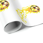 Flamin' Soccer Ball Geschenkpapier (Rolleneckpunkt)