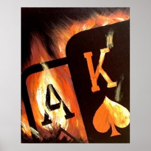 Flaming Ace King Big Slick Poker Poster von Tee