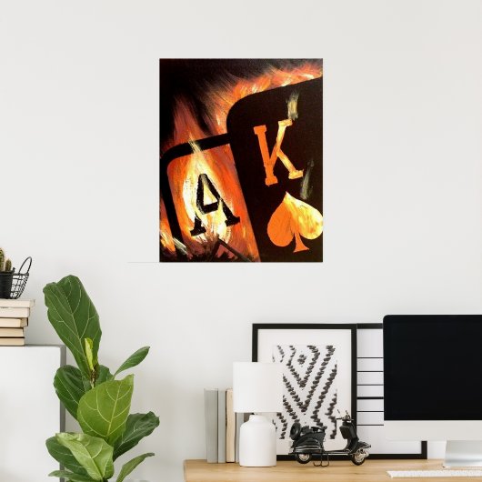 Flaming Ace King Big Slick Poker Poster von Tee (Heimbüro)