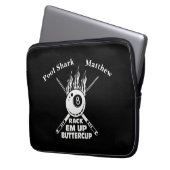 Flaming Acht Ball Design: Rack 'Em Up! Laptopschutzhülle (Vorderseite Links)