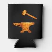 Flaming Anvil & Hammer Blacksmith Metalworking Dosenkühler (Vorderseite)