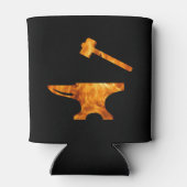 Flaming Anvil & Hammer Blacksmith Metalworking Dosenkühler (Rückseite)