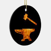 Flaming Anvil & Hammer Blacksmith Metalworking Keramik Ornament (Rechts)