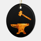 Flaming Anvil & Hammer Blacksmith Metalworking Keramik Ornament (Links)