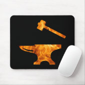 Flaming Anvil & Hammer Blacksmith Metalworking Mousepad (Mit Mouse)