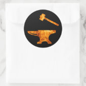 Flaming Anvil & Hammer Blacksmith Metalworking Runder Aufkleber (Tasche)