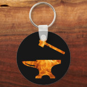 Flaming Anvil & Hammer Blacksmith Metalworking Schlüsselanhänger (Vorderseite)