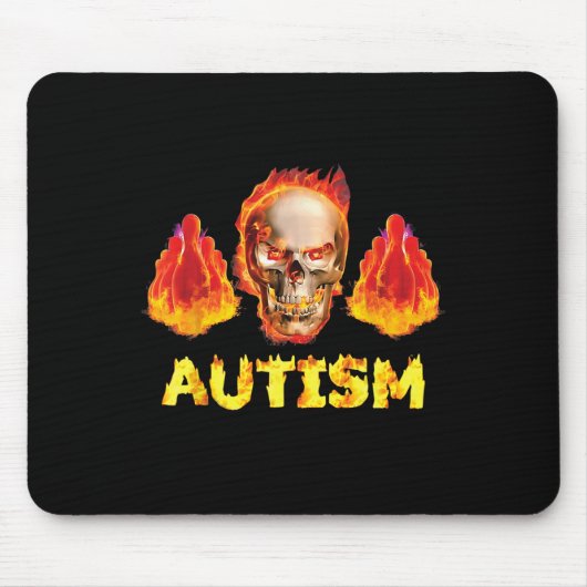 Flaming Autismus Skeleton Bowling Odseligkeitsspez Mousepad (Vorne)