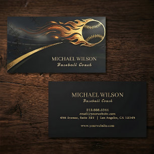 Flaming Baseball Luxus Gold Baseball Coach Visitenkarte