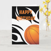 Flaming Basketball Black and White Happy Birthday Karte (Gelbe Blume)