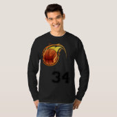 Flaming Basketball with Number 34 on the Front and T-Shirt (Vorne ganz)