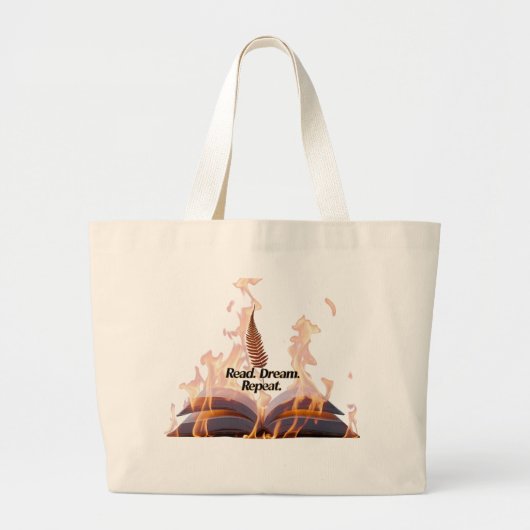 Flaming Book Jumbo Tote Bag - Read Dream Repeat  Jumbo Stoffbeutel (Vorne)