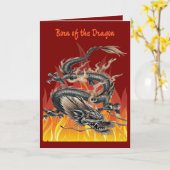 Flaming Chinese Dragon Tattoo Illustration  Karte (Gelbe Blume)
