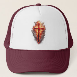  Flaming Christian Cross Trucker Hat Truckerkappe