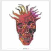 Flaming Chrome Skull Aufkleber (Blatt)