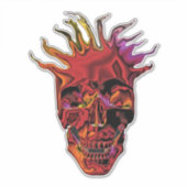 Flaming Chrome Skull Aufkleber (Vorderseite)