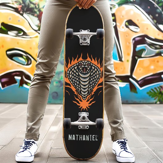 Flaming Cobra Snake Individuelle Name Skateboard