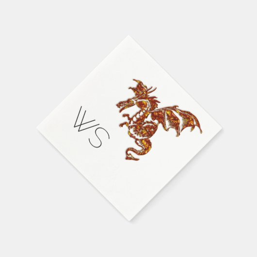 Flaming Dragon Monogram Serviette (Ecke)