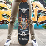 Flaming Eagle Skull Individuelle Name Skateboard<br><div class="desc">Flaming Eagle Skull Individuelle Name Skateboard (</div>