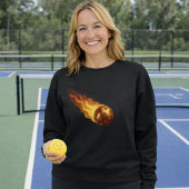 Flaming Fiery Golden Pickleball Black Pickler Life Sweatshirt
