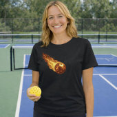 Flaming Fiery Golden Pickleball Black Pickler Life T-Shirt