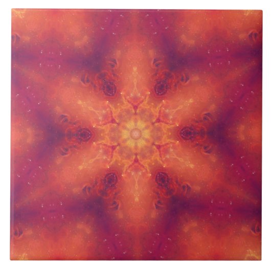 Flaming Fiery Phoenix Burning Snowflake Fliese (Vorderseite)