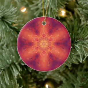 Flaming Fiery Phoenix Burning Snowflake Keramik Ornament