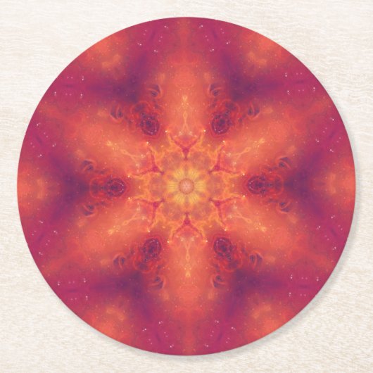 Flaming Fiery Phoenix Burning Snowflake Runder Pappuntersetzer (Vorderseite)