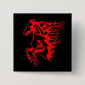 Flaming Fire Red Bronco Mustang Wild Horse Button (Vorderseite)